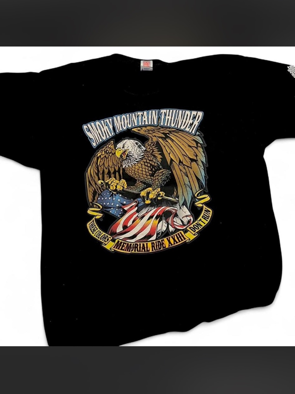 Vintage Smoky Mountain
Thunder Memorial Ride Shirt 2XL Bayside Made in USA Eagle